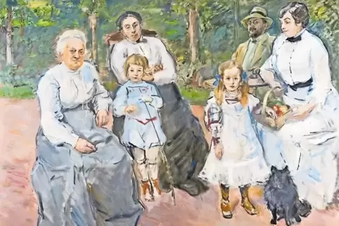 Die Großfamilie im Garten: Slevogt-Ölbild in der Ausstellung.