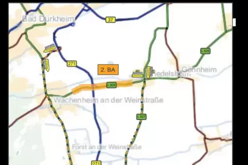 Umleitung 2: Wer von Wachenheim nach Friedelsheim will, muss über Niederkirchen fahren.