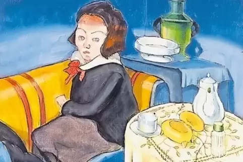 Walter Gramatté, Mädchen am Tisch (Samowar), 1922.