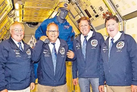 Raumfahrer-Begegnung im Technik-Museum Speyer: Jerry Ross, Hans Schlegel, Ulrich Walter und Terence Henricks (von links).
