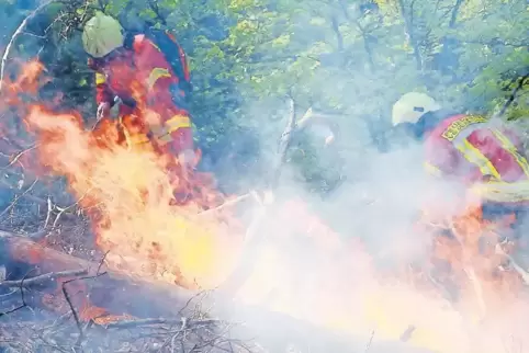 Eine schweißtreibende Angelegenheit war es für die Feuerwehrleute, den Brand in den Griff zu kriegen.
