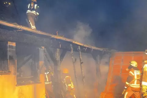 Zahlreiche Feuerwehrleute waren bei dem Brand im Einsatz. „Ich habe nur noch Feuer gesehen“, erinnert sich Sabine Hüttenberger.