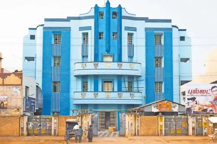 Die Alankar Cinema Hall in der Stadt Madurai im Bundesstaat Tamil Nadu.
