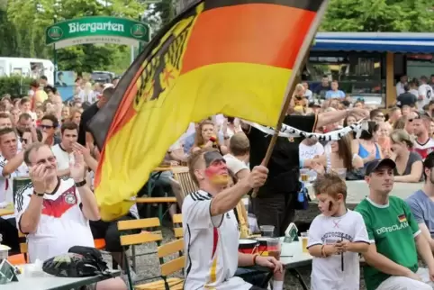 Stimmung beim Public Viewing zur Fußball-Weltmeisterschaft 2014 im Germersheimer „Unkenfunk“ ArchivFoto: Iversen 