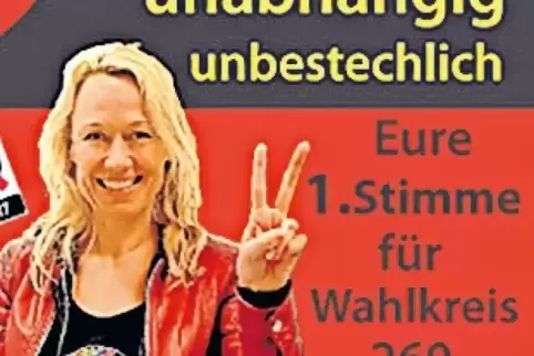 Wahlplakat: Friedhild „Fridi“ Miller ist auch zur Bundestagswahl 2017 angetreten. Jetzt klagt sie wieder einmal gegen eine OB-Wa