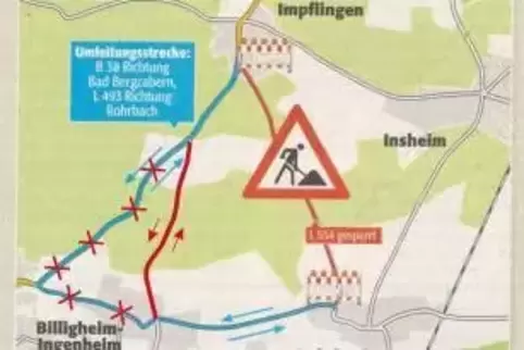 Die vom LBM korrigierte Umleitungsstrecke.  Planbearbeitung: LBM 
