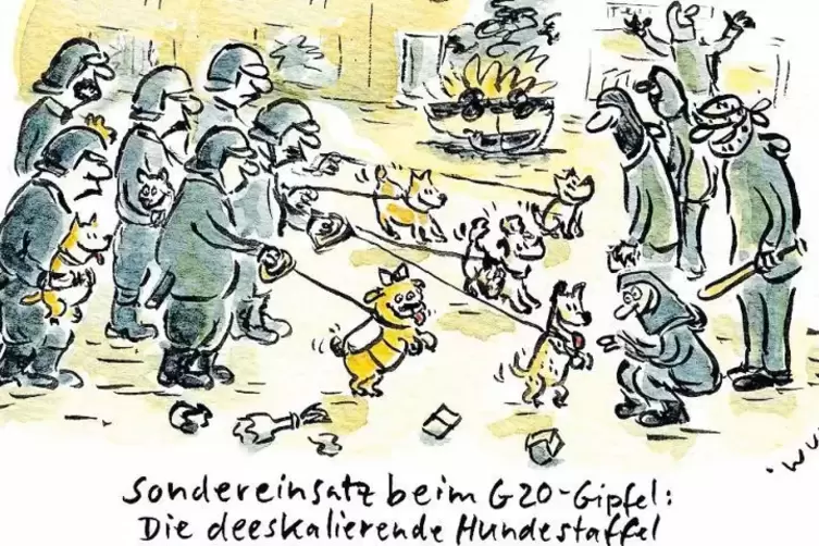 Beste Karikatur: Die Bremer Cartoonistin Miriam Wurster stellte im Vorfeld des G20-Gipfels humorvoll die Frage, ob sich der &bdquo;Sch