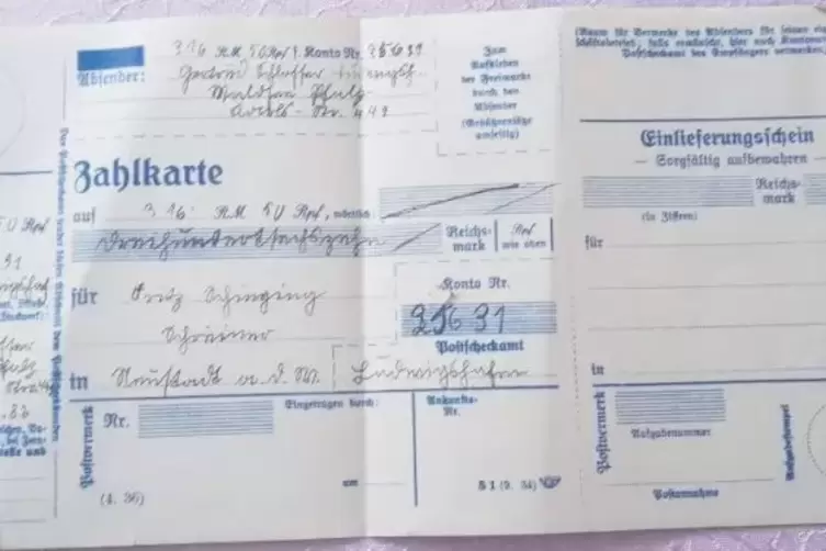 316,31 Reichsmark wurden von Gertrud Laforce angewiesen, wof&uuml;r, das wei&szlig; sie leider nicht mehr.