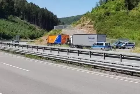Weit mehr als die Hälfte der Laster hätten gar nicht auf der B 10 fahren dürfen. Foto: Polizei 