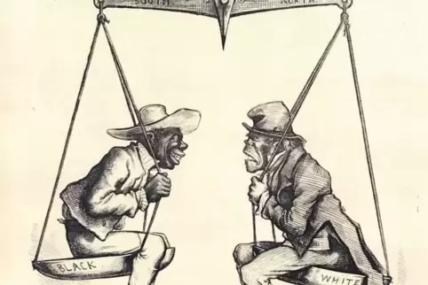 Karikatur von Thomas Nast zum us-amerikanischen Bürgerkrieg.