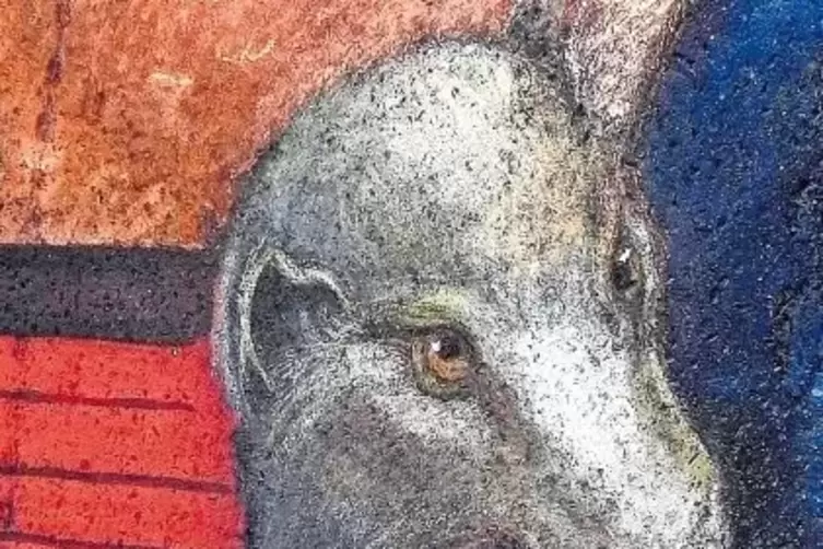 Als Straßenmalerei vergänglicher als sein Vorbild ist das Gesicht dieses Hermelins.