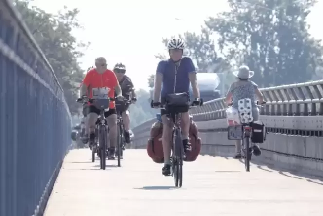 Nicht die Ausnahme, sondern die Regel: Die Radwege auf der Rheinbrücke werden in beide Richtungen befahren. Nach der Sanierung w
