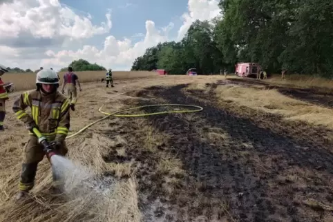 Die Feuerwehr löschte einen Flächenbrand zwischen Winnweiler und Imsbach. Foto: Feuerwehr/frei