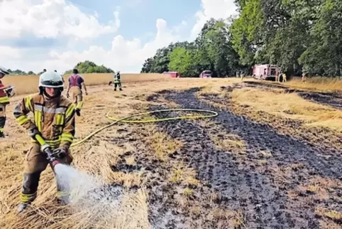 Die Feuerwehr löschte einen Flächenbrand zwischen Winnweiler und Imsbach.