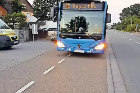 Stein des Anstoßes: ein Bus auf dem Radweg.
