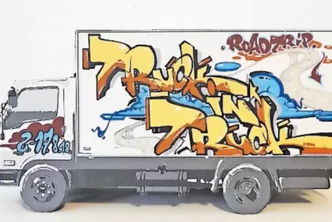So sieht der Kunst-Lastwagen aus.