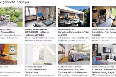 Airbnb in Speyer: Angebote von gestern im Internet.