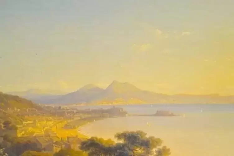 Lädt zum Betrachten ein: Johann Nepomuk Otts Ansicht der Bucht von Neapel von 1831.