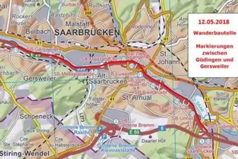 Tagesbaustellen sind für Samstag und Sonntag auf den Saarbrücker Autobahnen geplant. Grafik: Landesbetrieb für Strassenbau