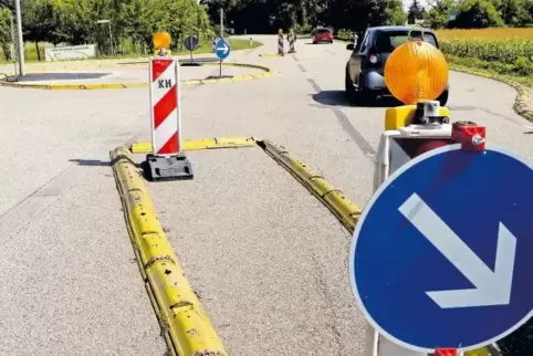 Gestern wurde das Provisorium am Kreisel eingerichtet.