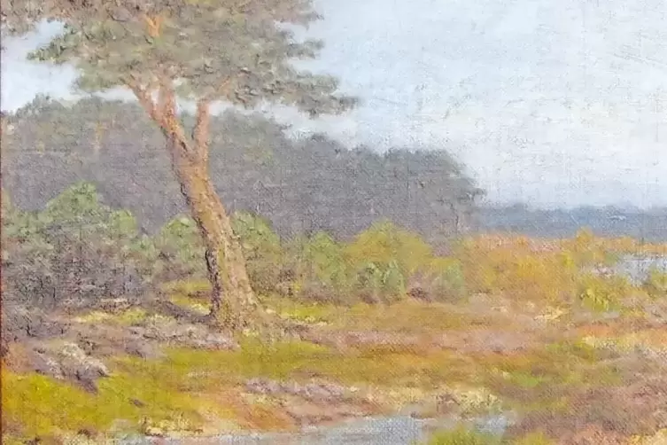 Eine unbekannte Auelandschaft, 1909 von Hermann August Maurer gemalt (Detail).