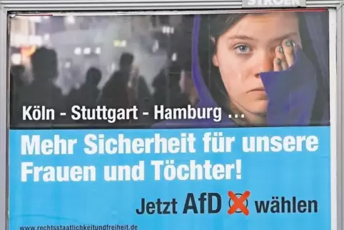 Mit der Anspielung auf die Kölner Silvesternacht warb „Recht und Freiheit“ auch in Ludwigshafen für die AfD. Deren Chefs wollen 