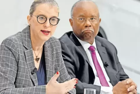 Hiltrud Werner, Volkswagen-Konzernvorstand für Integrität und Recht, und US-Aufseher Larry Thompson gestern bei der Pressekonfer