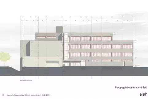IGS Wörth, Sanierungsplan Altbau, Ansicht Süd