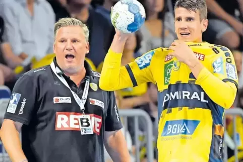 Der Löwen-Trainer und sein Weltklassemann: Nikolaj Jacobsen (links) mit Andy Schmid.