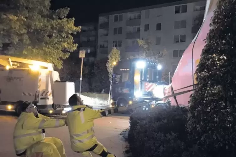 Man versuchte zun&auml;chst den Baum aus dem Weg zu ziehen.