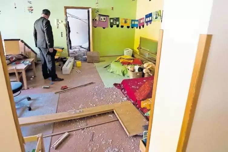 Verw&uuml;stet: der Kindergarten Waldwichtel im Erdgeschoss.