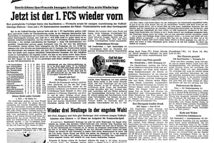 Eine Szene vom letzten Punktspielsieg (3:1) des FKP gegen die erste FCK-Mannschaft am 6. Oktober 1962: Lauterns Torh&uuml;ter Wolfgan