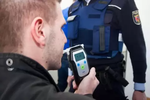 Zum Alkoholtest baten die Polizeibeamten Lastwagenfahrer auf dem Rastplatz Waldmohr. Foto: Nobi 
