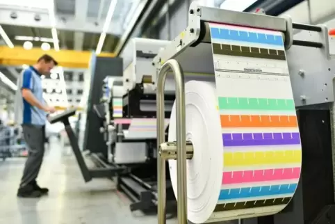 Eine digitale Etikettendruckmaschine von Heidelberger Druck. Foto dpa: 