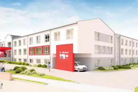 So soll das neue Seniorenzentrum St. Nikolaus aussehen, wenn es fertig ist. Die Einweihung ist für Ende des kommenden Jahres gep