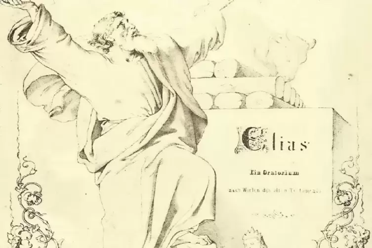 Mit einer Zeichnung von Ferdinand Theodor Hildebrand: der Titel der Erstausgabe des „Elias“ von 1847.