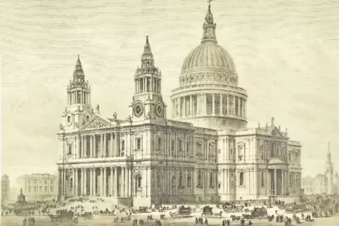 Die St.-Paul’s-Cathedral (hier ein Stich aus dem 18. Jahrhundert) ist 24 Meter länger als der Speyerer Dom.
