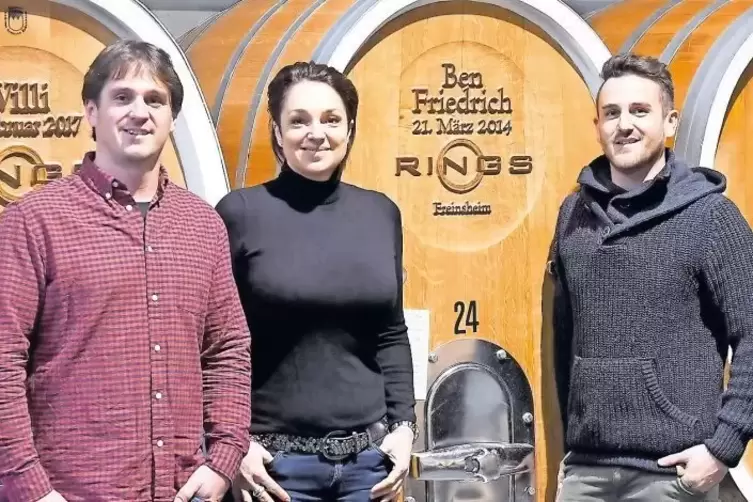 Die Geschwister des Weinguts Rings (von links): Steffen, Simone und Andreas Rings.