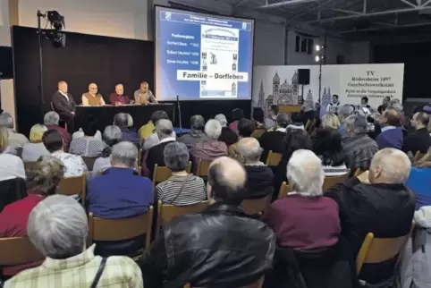 Gut 100 Menschen sind zum Zeitzeugen-Vortrag gekommen. Wenn sie während der Präsentation Personen oder Orte erkennen, geht schon