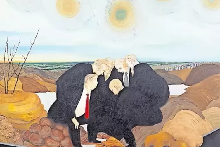 Sitzt da etwa Trump? Gemälde „Huddle“.