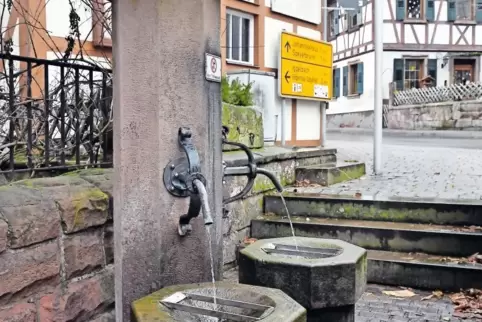 Läuft wieder: das Wasser am Brunnen in der Elmsteiner Bahnhofstraße.