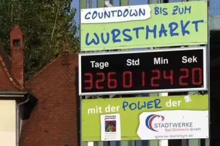 Die Uhr, die die Zeit zum nächsten Wurstmarkt runterzählt, soll weg, findet die FDP im Dürkheimer Stadtrat. Archivfoto: Franck