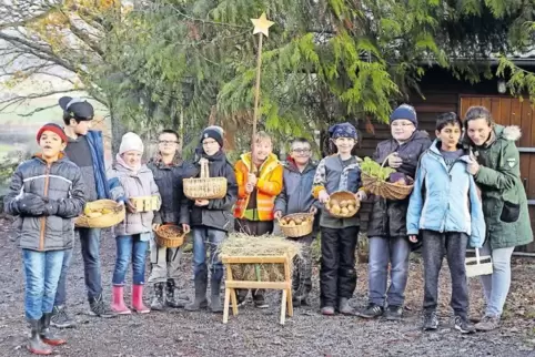 Äpfel, Kartoffeln und Kohl – die Waldtiere haben sich wohl mächtig gefreut, als sie die Mitbringsel der Kinder entdeckten.