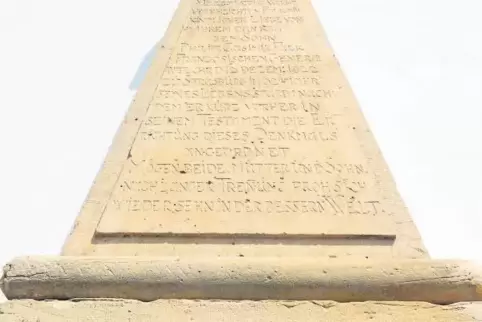 Kurz vor seinem Ableben hatte General Falk der Gemeinde Meckenheim 1000 Gulden vermacht, damit ein Denkmal für seine früh versto