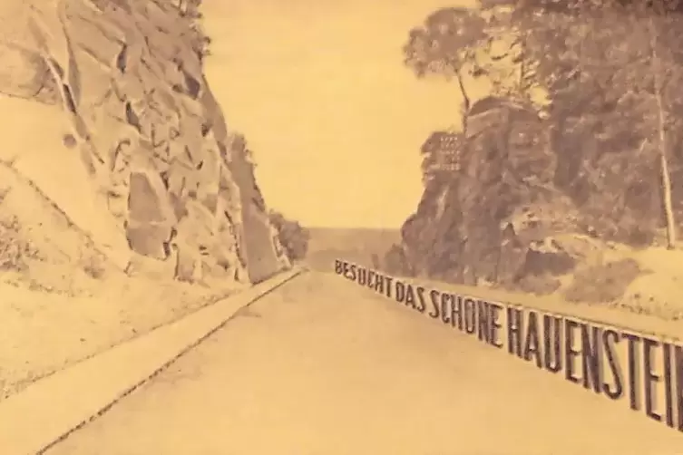 Eine Fotomontage wurde zum Werbemotiv f&uuml;r den Hauensteiner Ortseingang am Felsendurchbruch.