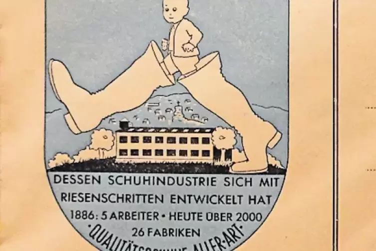 Fr&uuml;he Siebenmeilenstiefel-Werbung auf einem Briefkopf der Gemeinde von 1939.