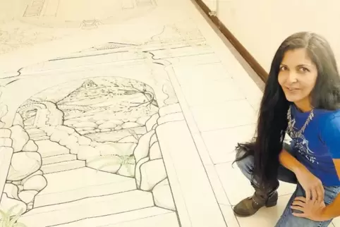Das ist der Entwurf, den die „Mosaic-Family“ um Isidora Paz-López an dem Betonturm umsetzen will.