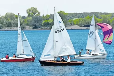 Szene aus der Lioner-Regatta 2017 auf dem Silbersee, ausgerichtet von den dort ansässigen Wassersportvereinen. Sie fürchten um i