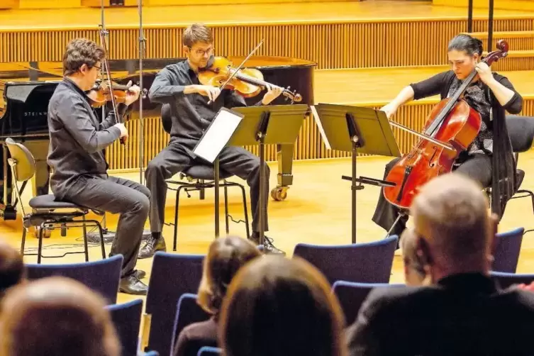 Ausgezeichnete Feinabstimmung: Ermir Abeshi (Violine), Benedikt Schneider (Viola) und Adnana Rivinius (Violoncello) zeigten beim