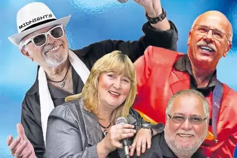 Die Midnights – das sind Frontmann Herbert Krick (links), Sängerin Kirsten Beran, Charly Schumann und Kalle Rodach (in Rot) .